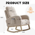 thumbnail image 4 of Tcbosik Modern Accent Rocking Chair, Teddy Upholstered Glider Rocker, Comfy Armchair with Side Pocket and High Backrest for Living Room, Bedroom, Beige, 4 of 7