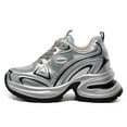 thumbnail image 2 of CMR CHAMARIPA Women's Height Increasing Shoes - Silver Microfiber Platform Sneakers 10CM / 3.94 Inches, 2 of 9
