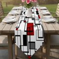thumbnail image 6 of Table Runners 90 Inches Long, Red Geometric Cotton Linen Kitchen Dining Coffee Table Runner for Party Home Decor, Modern Black Gray Abstract Striped Art Tabletop Dresser Scarves Runner 13x90 Inch, 6 of 9