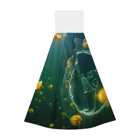 

Wukai Jelly Fish Print Kitchen Towels Quick Dry Washcloths Coral Velvet Dishtowels Multipurpose Reusable Cloths Soft Tea Absorbent Cleaning Cloths