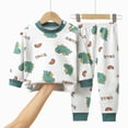 thumbnail image 4 of NOLDARES Toddler Baby Boy Fall Winter Outfits 2 Piece Long Sleeve Pullover Sweatshirt and Joggers Pants Set Cute Print Clothes Clothing(Green,12-18 M), 4 of 4