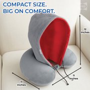 Sealy Gel Infused Memory Foam Travel Pillow, Gray and Red