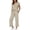 Beige, variant on Baggy 2 Piece Sets for Women Summer Travel Vacation Outfits V Neck Casual Tops Wide Leg Pants Matching Sets