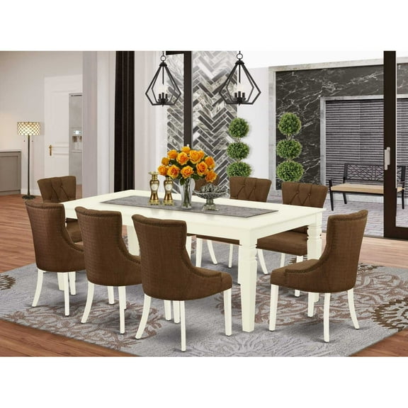 East West Furniture Dining Room Set Linen White, LGFR9-LWH-18