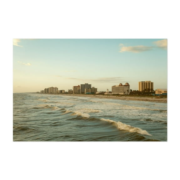 Waves at Jacksonville Beach - Jacksonville Beach Florida Photography Beach Coastal Ocean Waves Seaside Cityscape Skyline Unframed Wall Art Print 4 x 6 inches