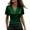 Green, variant on Women's Satin Silk Shirt V Neck Short Sleeve Wrap Elegant Blouses Casual Office Work Tops Dressy Rose Gold XXL