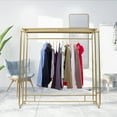 thumbnail image 3 of Miumaeov 59" Double Rod Clothes Hanger Garment Rack Heavy Duty Metal Gold Floor-Standing Coat Rack Stand Display, 3 of 12