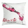 thumbnail image 1 of Wine Throw Pillow Cushion Cover, Wine a Bit You Feel Better Inspirational Quote Bottle Pouring Sketch Art, Decorative Square Accent Pillow Case, 20 X 20 Inches, Pink Dark Coral Black, by Ambesonne, 1 of 2