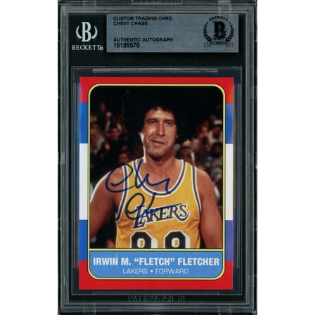 Chevy Chase Autographed 1986 Fleer Reprint Custom Trading Card Los Angeles Lakers Beckett BAS 250493