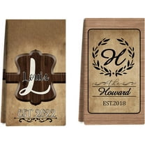 Custom Kitchen Towel, Vintage Brown Personalized Dish Towels Tea Towel | Family Name Hand Towel | Kitchen Decor | Housewarming Gift Monogram Dishcloth Wedding Gift (Floral 11)