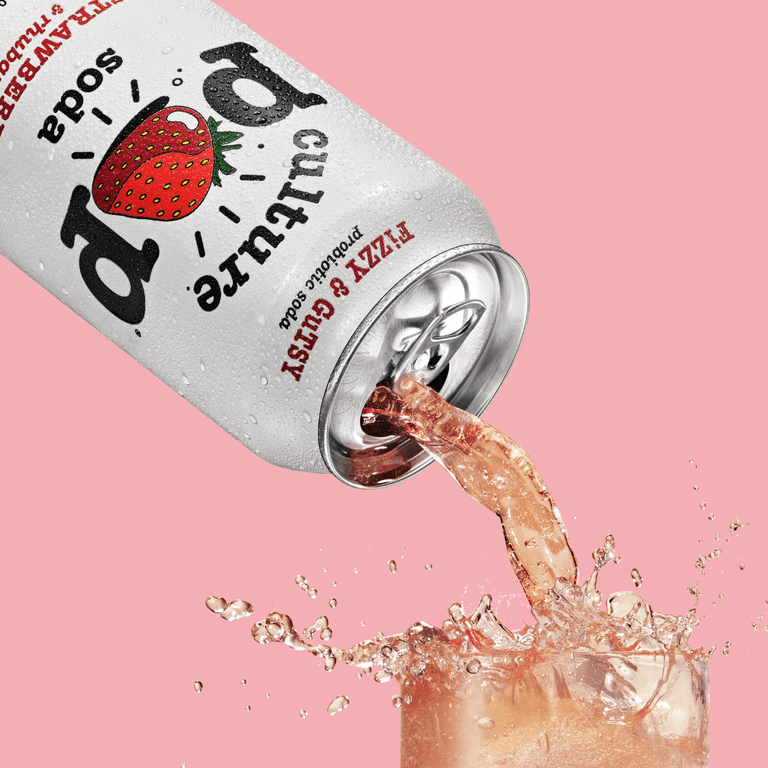 Culture Pop Soda Probiotic Strawberry Rhubarb, 4pk, 12 fl oz