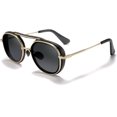 thumbnail image 3 of Gafas de sol Steampunk para hombre, gafas de sol polarizadas de doble puente, gafas de sol Retro redondas y gruesas, gafas de sol coloridas de dos colores, 3 of 5