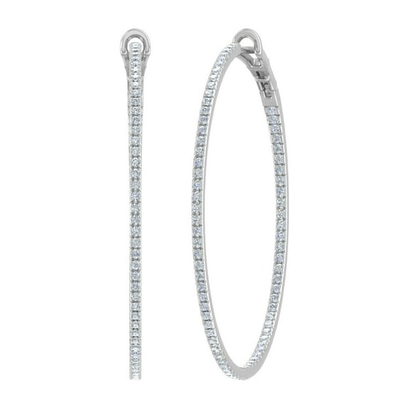 2 Carat (ctw) Inside Out Diamond Hoop Earrings in 14K White Gold - IGI Certified (SI1-SI2 Clarity)