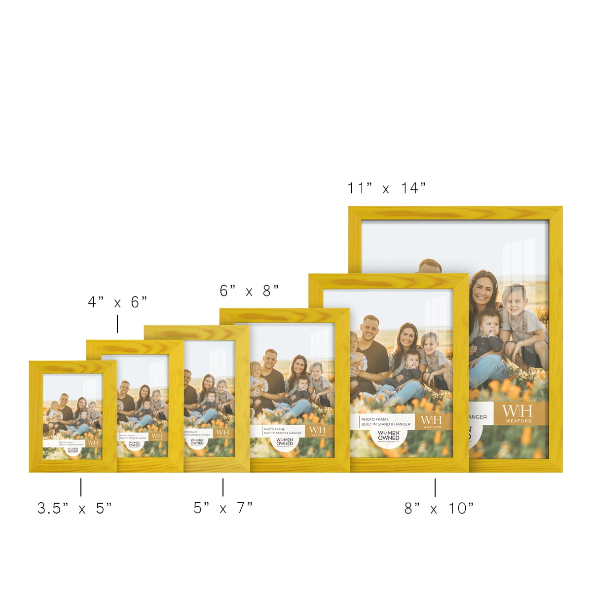 Wexford Home Woodgrain 8" x 10" Sunflower Yellow Picture Frame (Set of 6)