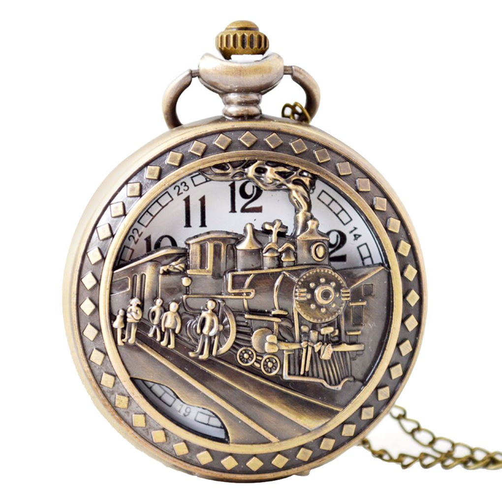 Vintage Carved Hollow Out Pocket Watch pendant watch Vintage Alloy Business Link Chain Women Men Necklace Pendant Pocket Watch