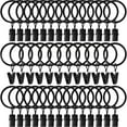 thumbnail image 1 of Qucyy 40 Pack Curtain Rings with Clips, Drapery Clips with Rings, Drapes Rings 1.26 in Interior Diameter, Fits up to 1 in Curtain Rod, Black, 1 of 5