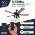 thumbnail image 3 of Prominence Home Ennora 52" Bronze Farmhouse Ceiling Fan with 5 Blades, 3 Arm Cage Light Kit, Remote & Reverse Airflow, 3 of 17