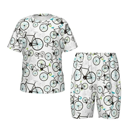 Luyuia Bicycle Print Girls  2-Piece Tie-Dye Pajama Set  Cute Summer Loungewear with Shirt and Tank Shorts Nightwear-X-Large