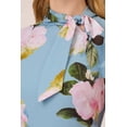 thumbnail image 4 of Adrianna Papell Tie Neck Sleeveless Zipper Back Floral Print Slit Side Crepe Dress-BLUE MULTI / 2, 4 of 7