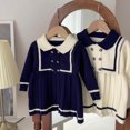 thumbnail image 5 of Zwiiyzr 1-5T Toddler Baby Girls Princess Dress Ruffle Doll Collar Sweater Long Sleeve Knit Pleated Dress for Birthday Party Navy, 5 of 5