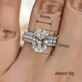 thumbnail image 2 of EOEMY Luxury Cubic Zirconia Wedding Rings Women 925 Silver Filled Jewelry Size 6-10-6, 2 of 5