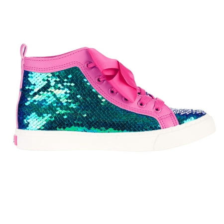 Jojo Siwa Girl's Sequin High Top Sneaker With Bow (Best Casual High Top Shoes)