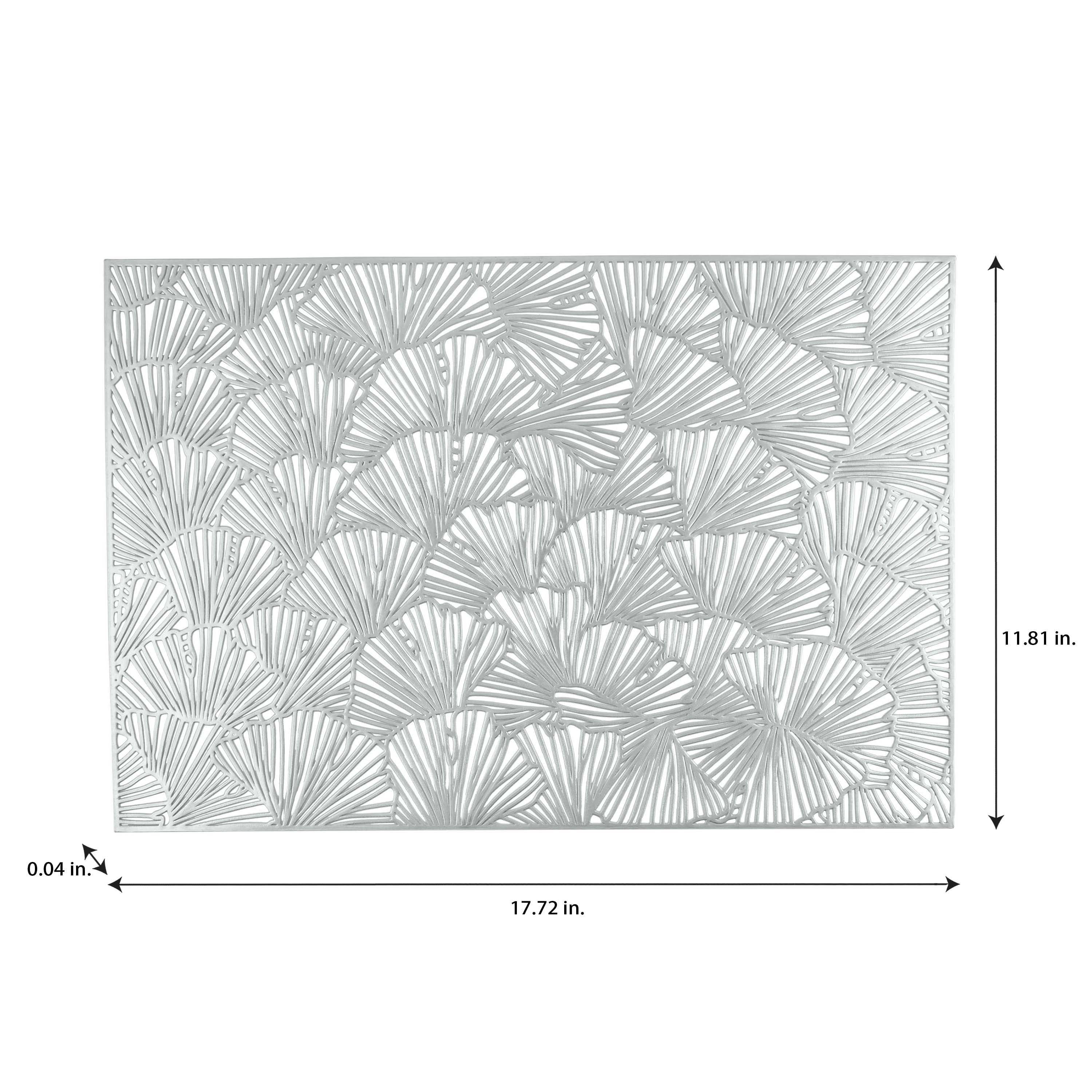 Home Details Set of Four Shell Laser Cut Table Place Mat, Silver