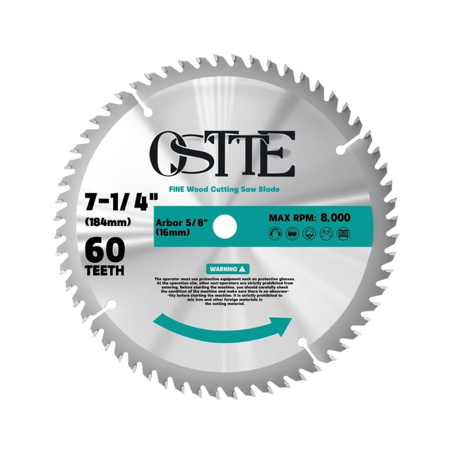 Hoja de sierra circular OSTTE 7-1/4 pulgadas 60T para corte de madera