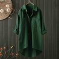 thumbnail image 2 of Wdgfv Women's Oversized Linen Shirts Blouses Tops Long Sleeve High Low Button Up Shirts, 2 of 6