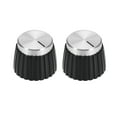 thumbnail image 1 of 2 pcs Botón de potenciómetro Estilo Reemplazo de Amplificador Negro con Tapa de Tonos Plateados Botón de Control de Volumen, 1 of 3
