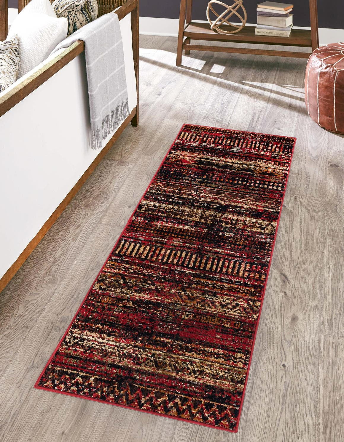 Unique Loom Relay Saturn Rug Burgundy/Beige 2' 2" x 5' 1" Runner