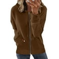 thumbnail image 1 of Sudadera con capucha y manga larga para mujer, estilo casual, con cremallera, abertura frontal, holgada, con estampado, estilo japonés, de manga larga, 1 of 5
