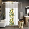 thumbnail image 5 of Summer Flowers No Hooks Shower Curtain with Snap-in Liner Retro Yellow Lemon Leaf Shower Curtains for Bathroom, Waterproof, Easy Install, Washable 54"x78", 5 of 9