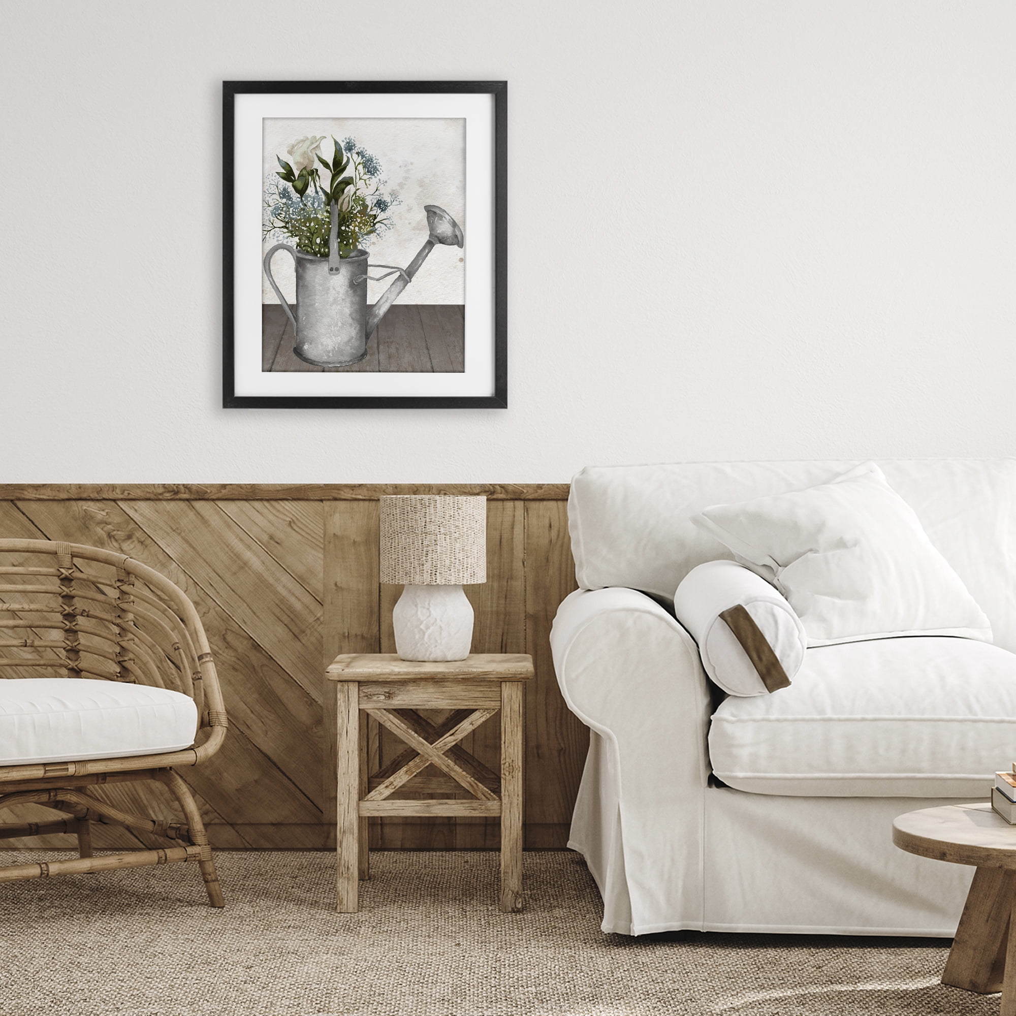 Stupell Industries Floral Pitcher Watering Can Black Framed Print Under Glass, design by Elizabeth Medley