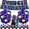 Black Panther Party Supplies, 46 Pcs Black Birthday Decorations Includes Happy Birthday Banners, Cake Topper, Cupcake Toppers, Latex Balloons for Kids Black Party Decorations