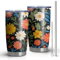 20 Oz Pioneer Flower Coffee Tumbler Double Wall Insulated Stainless Steel Water Bottle | Metal Reusable Thermoses Flask with Cup Cap | Leak & Sweat Proof with Anti-Dust Lid