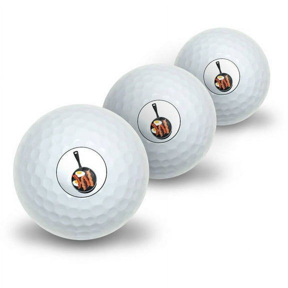 Bacon and Eggs White Breakfast Novelty Golf Balls, 3pk