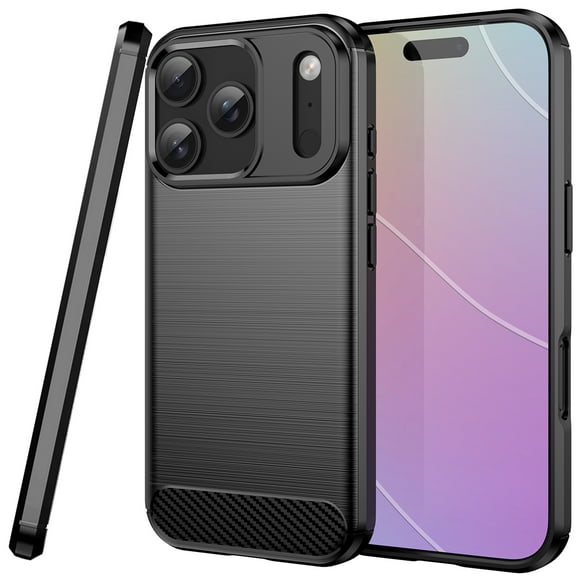 CoverON For Apple iPhone 17 Pro Phone Case, Slim Lightweight TPU Minimal Cover Carbon Fiber, Black
