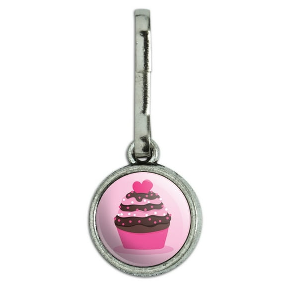 Strawberry Chocolate Cupcake Love Heart Antiqued Charm Clothes Purse Suitcase Backpack Zipper Pull Aid