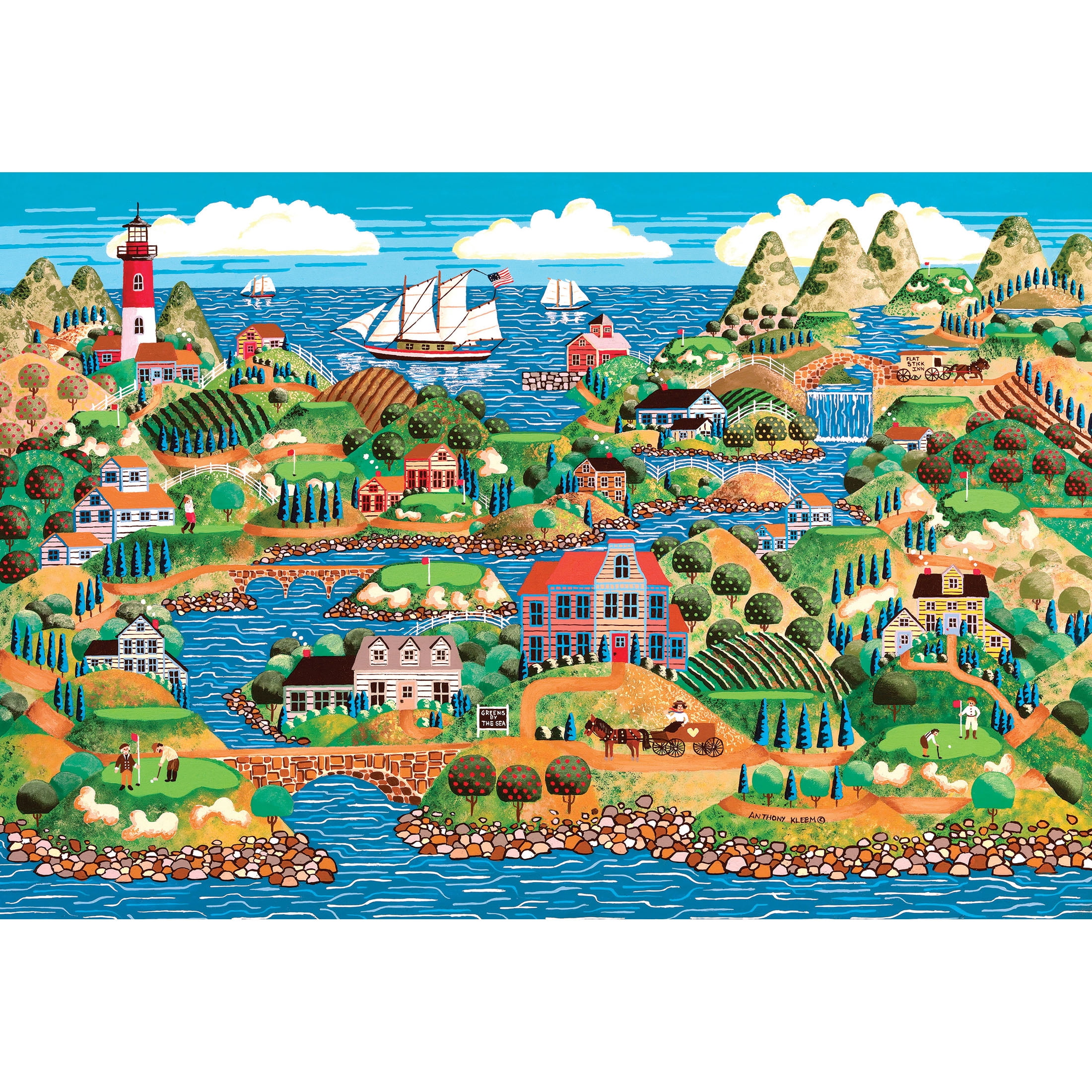 arts-4　e⑥ RoseArt Colorluxe 2000-Piece Green by the Sea Adult Interlocking