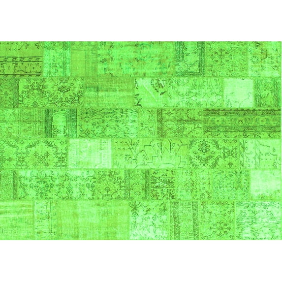 Ahgly Company Indoor Rectangle Patchwork Green Transitional Area Rugs, 8' x 10'