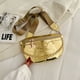 thumbnail image 4 of Bolso de pecho para mujer, elegante patrón de piedra, bandolera, cadenas, bolso de sillín (dorado), 4 of 6