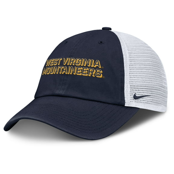 Men's Nike Navy West Virginia Mountaineers 2025 Gameday On-Field Club Adjustable Trucker Hat
