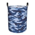 thumbnail image 1 of DouZhe Waterproof Collapsible Large Laundry Baskets, Abstract Blue Camouflage Prints Circular Hamper with Handles, 1 of 6