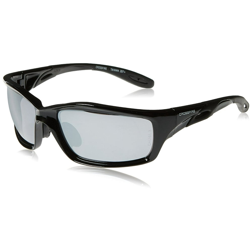 263 Infinity Safety Glasses Silver Mirror Lens Shiny Black Frame