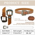 thumbnail image 5 of Cowgirl Cowboy Rhinestone-Studded-Buckle Western-Belt for Women PU-Leather Floral-Embossed Vintage-Carved Belt 28-36", 5 of 9