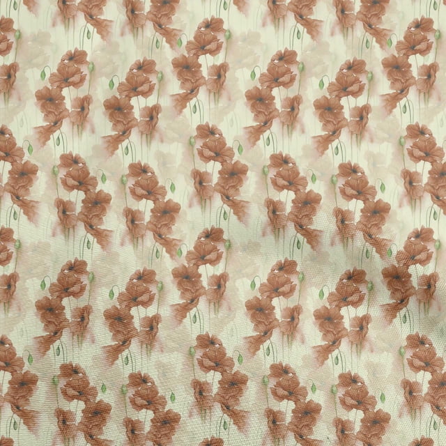 oneOone Tissu en Rayonne Marron Floral pour Robe Tissu Imprimé au Mètre 56 Pouces de Large