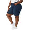 thumbnail image 5 of Unique Bargains Women's Plus Size Denim Shorts Slash Pocket Capri Jeans, 5 of 7