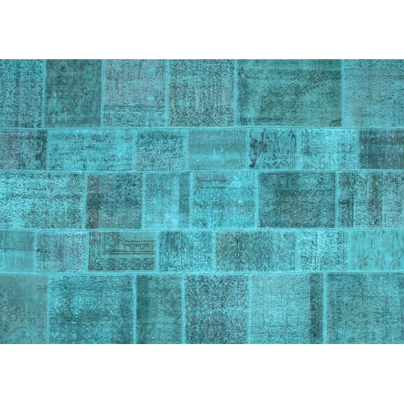 Ahgly Company Indoor Rectangle Patchwork Light Blue Transitional Area Rugs, 7' x 10'