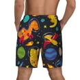 thumbnail image 4 of Daiia Dinosaurs in Space Mens Swim Trunks Swim Shorts Quick Dry Swim Shorts with Mesh Lining Pockets-Large, 4 of 9